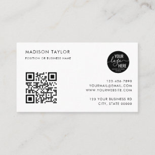 Stylish Custom Company Logo QR Code Minimalist Business Card