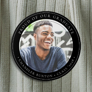Stylish Custom Graduate Photo Graduation 7.5 Cm Round Badge