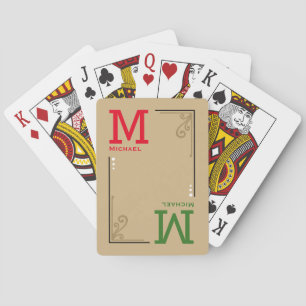 stylish custom initials - personalised red green playing cards
