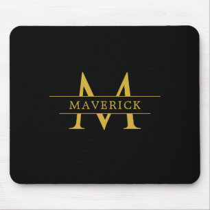 Stylish Custom Initials with Name Office Mouse Mat