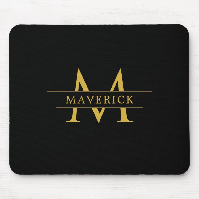 Stylish Custom Initials with Name Office Mouse Mat (Front)