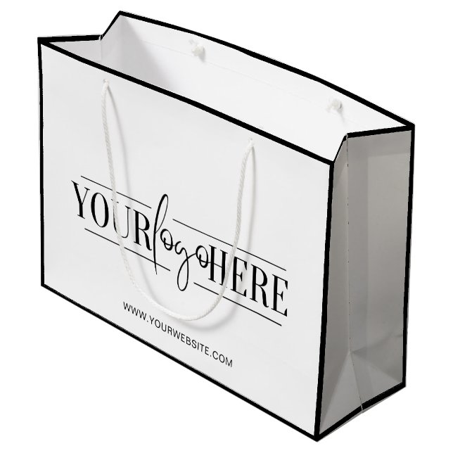 Stylish Custom Logo With Website Minimalist Large Gift Bag (Back Angled)