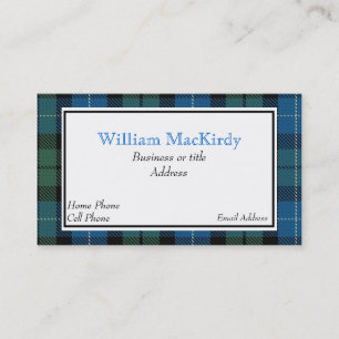 Stylish Custom MacKirdy Scottish Tartan Plaid Business Card