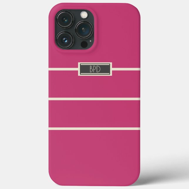 Stylish Custom Monogrammed Dark Pink Case-Mate iPhone Case (Back)