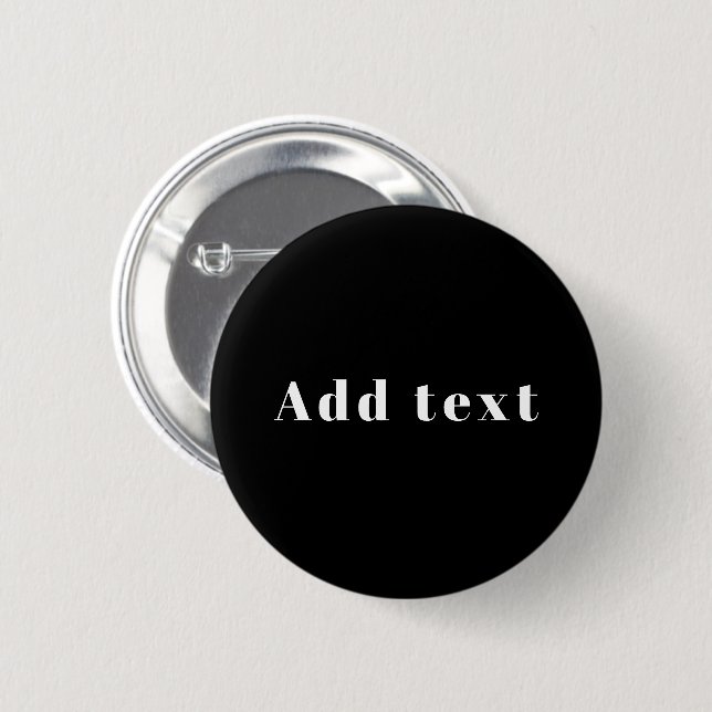 Stylish Custom Name or other Text | Black & White 6 Cm Round Badge (Front & Back)
