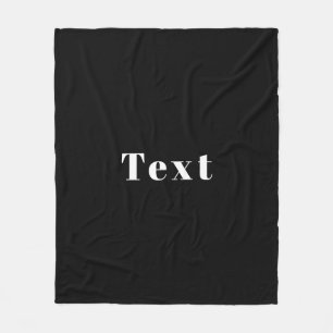 Stylish Custom Name or other Text   Black & White Fleece Blanket