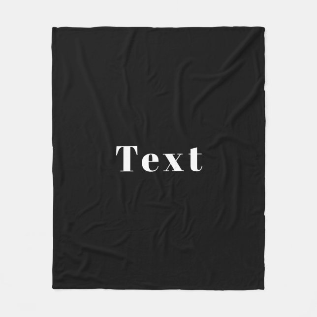 Stylish Custom Name or other Text | Black & White Fleece Blanket (Front)