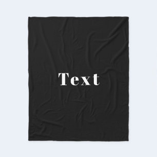 Stylish Custom Name or other Text Black & White Fleece Blanket