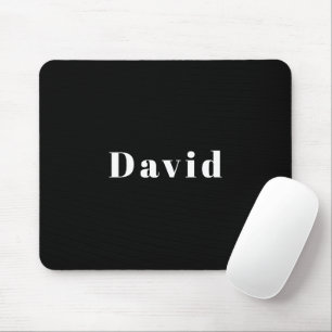 Stylish Custom Name or other Text   Black & White Mouse Mat