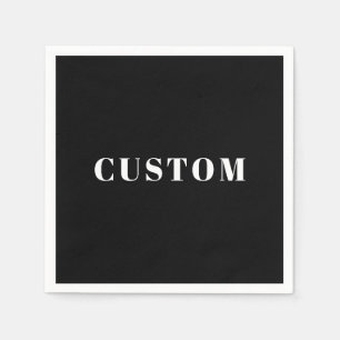 Stylish Custom Name or other Text Black & White Napkin