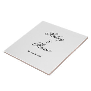 Stylish Custom Names and Date Decorative Tile