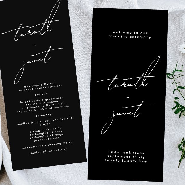 Stylish Custom Names Wedding Ceremony Program Programme (Creator Uploaded)