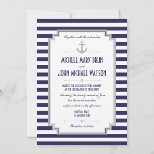 Stylish Custom Nautical Wedding Invitation