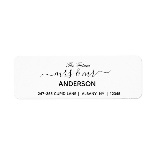 Stylish Custom Personalised Wedding Return Address (Front)
