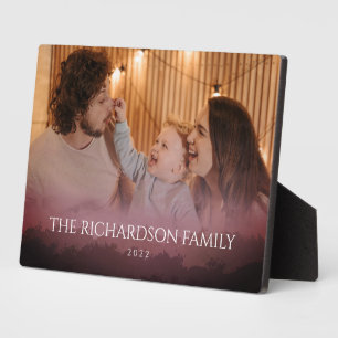 Stylish Custom Photo Burgundy Overlay Plaque