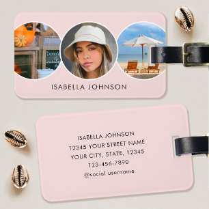 Stylish Custom Photos Blush Pink Luggage Tag