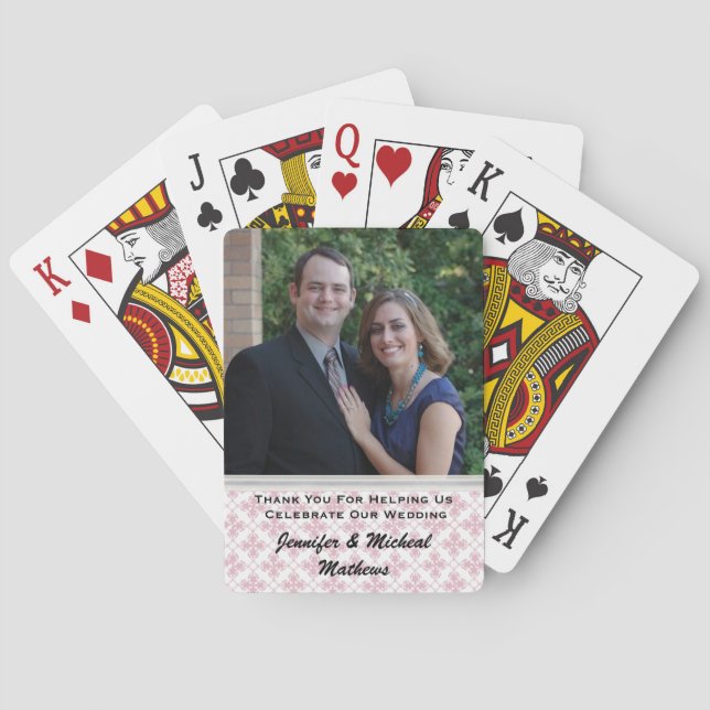Stylish Custom Wedding Thank You Playing Cards (Back)