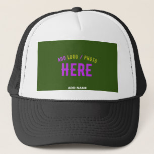 STYLISH CUSTOM WHITE BLACK FOREST GREEN BRANDED TRUCKER HAT