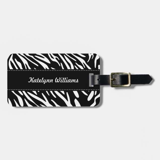 Stylish Custom Zebra Print Luggage Tag (Front Horizontal)