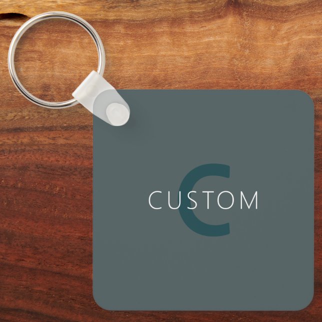Stylish Customisable Monogram Template Key Ring (Front)