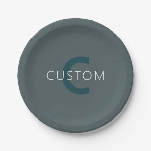 Stylish Customisable Monogram Template Paper Plate