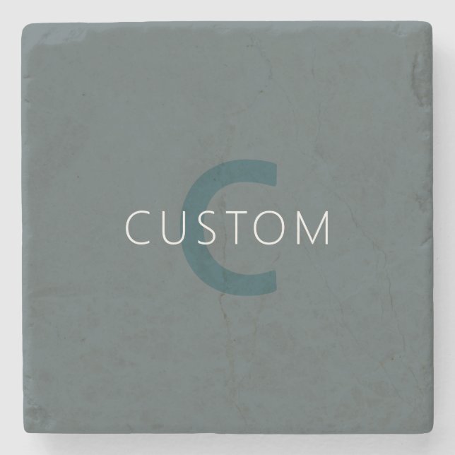 Stylish Customisable Monogram Template Stone Coaster (Front)