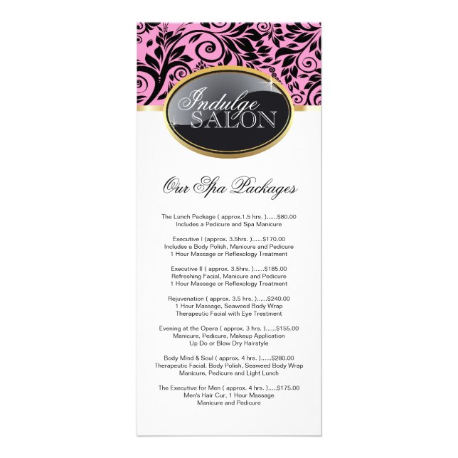 Stylish Customisable Salon Rack Card (Front)