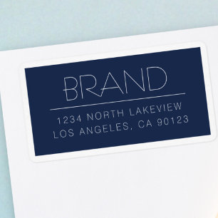 Stylish Customisable Text Navy Blue White Border Label