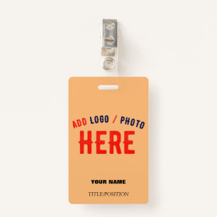 STYLISH CUSTOMIZABLE PEACH ORANGE METAL CLIP BRAND ID BADGE