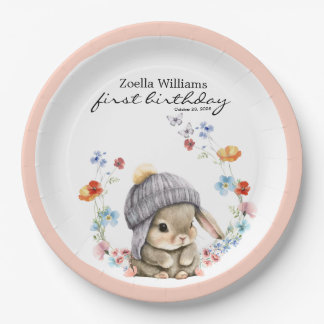 Stylish Cute Bunny Colorful Flower Party Plate