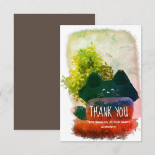 Stylish Cute Cartoon Hidden Fluffy Cat Thank You Card