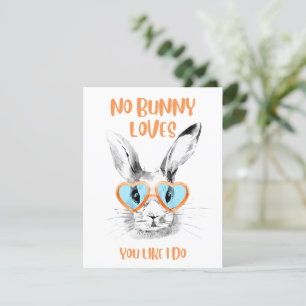 stylish cute funny easter bunny orange grey holiday card