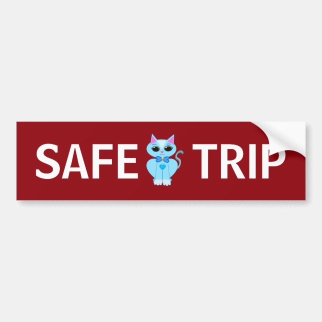 Stylish cute light blue kitty cat bumper sticker (Front)
