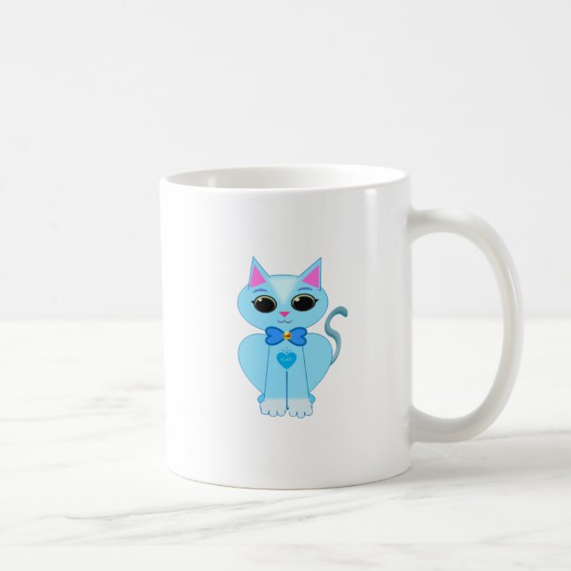Stylish cute light blue kitty cat coffee mug (Right)