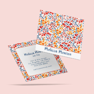 Stylish Cute Little Flowers Floral Typography Square Business Card