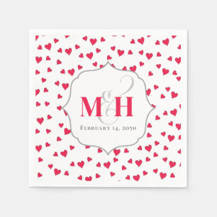 Stylish Cute Monogram Whimsical Trendy Hearts Napkin
