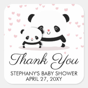 Stylish Cute Panda Baby Shower Thank You Stickers