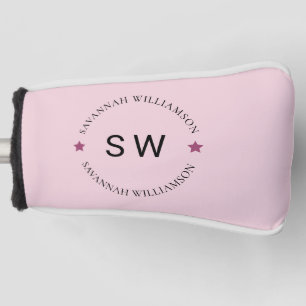 Stylish cute personalised monogram pink  golf head cover