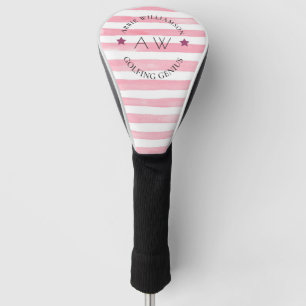 Stylish cute personalised monogram pink  golf head cover