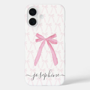 Stylish cute Pink Aesthetic Ribbonbows custom iPhone 16 Case