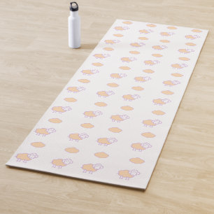 Stylish Cute Pink Sheep With Clouds Pattern Yoga Mat
