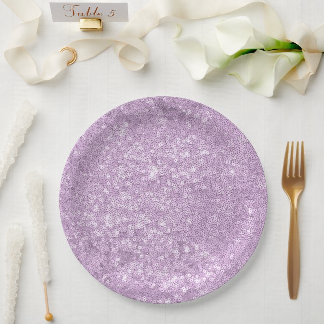 Stylish Cute Purple Glitter Girl Baby Shower   Paper Plate (Wedding)