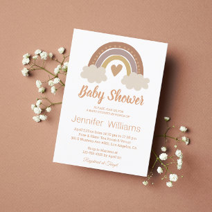 stylish cute retro baby shower boho rainbow invitation