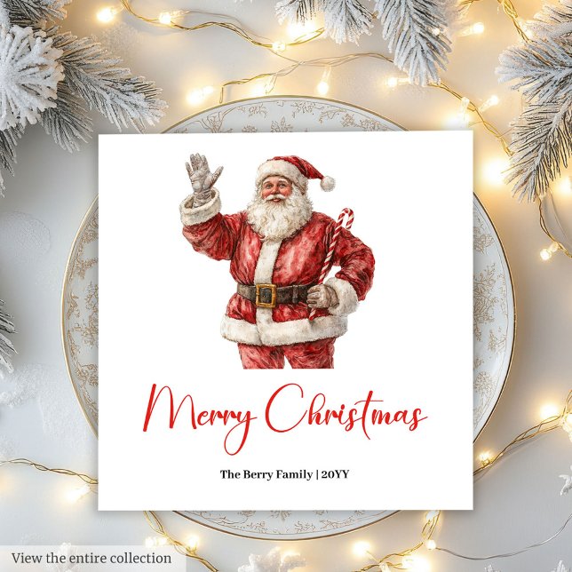 Stylish Cute Santa Claus Rustic Vintage Christmas Napkin (Stylish Santa Claus Rustic Vintage Christmas Napkin)