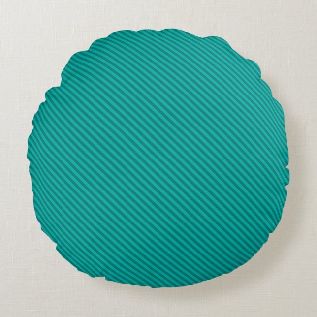 Stylish Cute Template Teal Blue Green Stripes Best Round Cushion (Front)