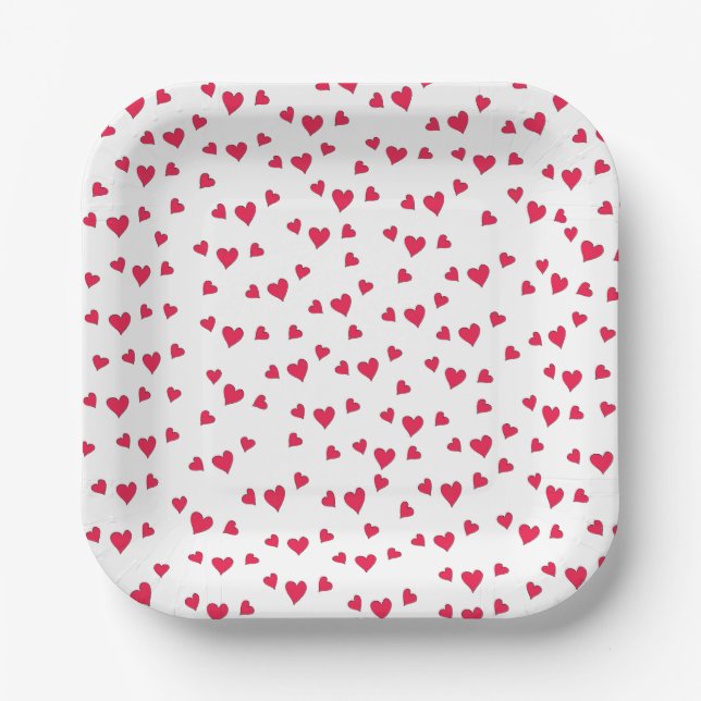 Stylish Cute Whimsical Hearts Trendy Party Fun Paper Plate (Front)