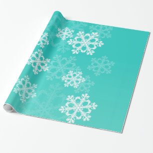 Stylish Cyan Snowflakes Modern Christmas pattern Wrapping Paper