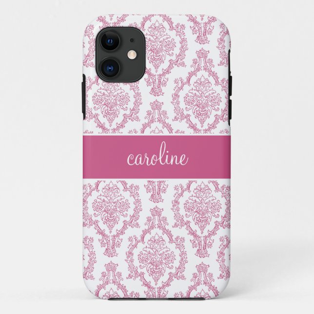 Stylish Damask iPhone Cases (Pink) (Back)