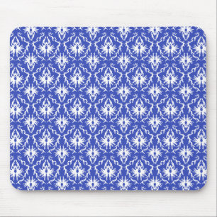 Stylish damask pattern. Blue and white. Mouse Mat