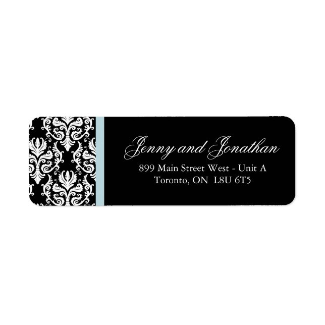 Stylish Damask RSVP Address Labels (Front)